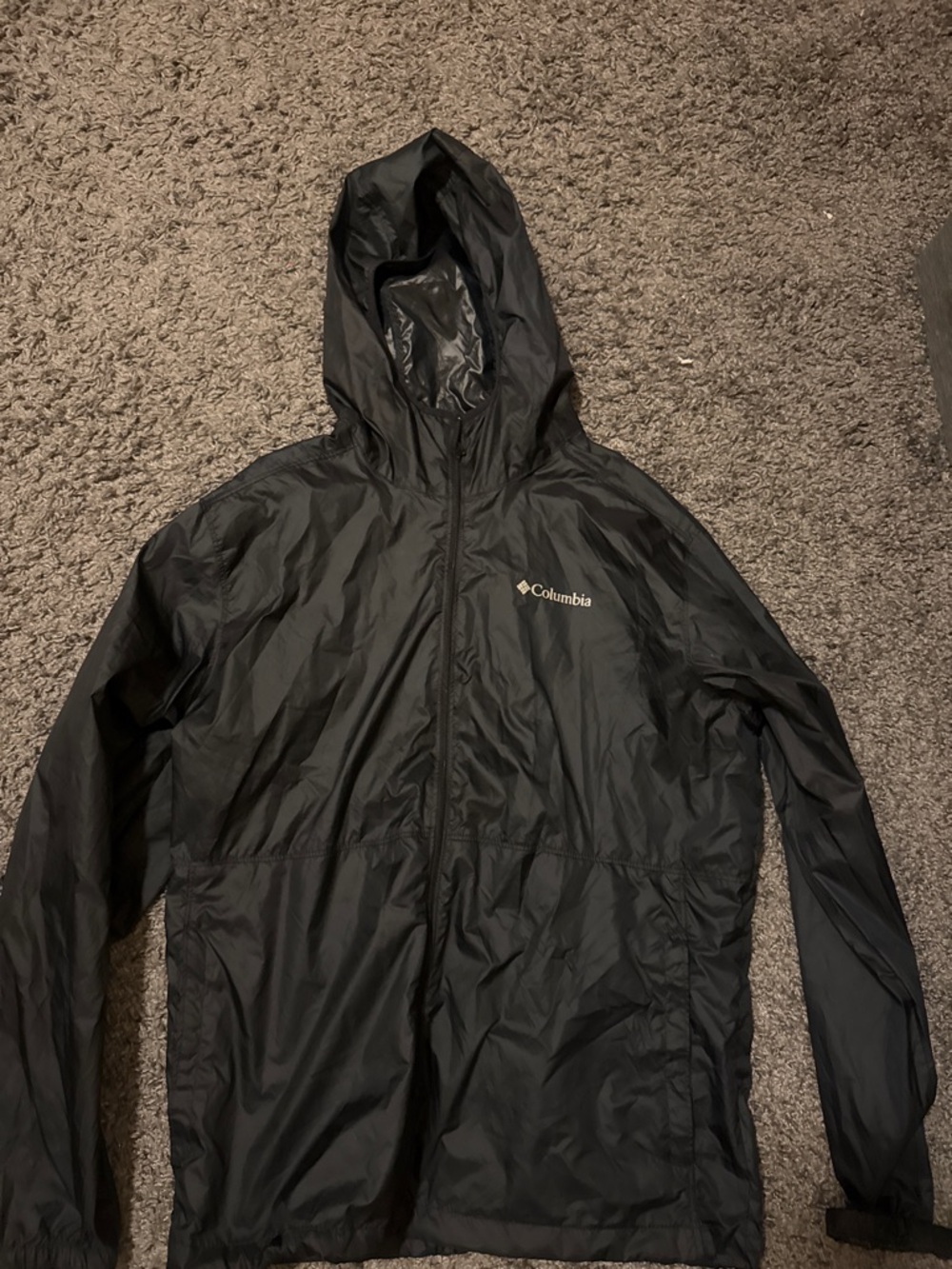 Columbia Men's Black Hooded Rain Shell Jacket